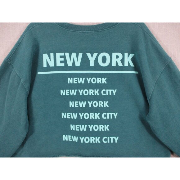 New York City Teal Blue Crop Sweatshirt - Picture 2 of 6